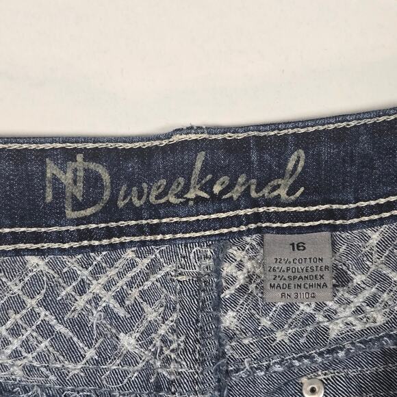 ND Weekend Embroidered Rhinestone Pocket Women's Jeans. Dark Blue. Size 16 - Picture 4 of 11